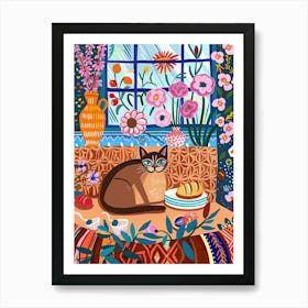 Tea Time With A Burmese Cat 4 Art Print