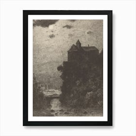 Vintage Spooky Castle On A Hill Art Print