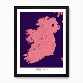 Ireland Pink Purple Map Art Print