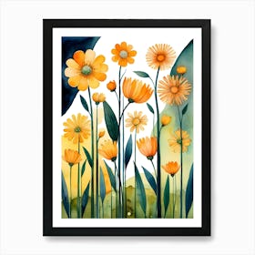 Watercolor Flowers Background 2 Art Print