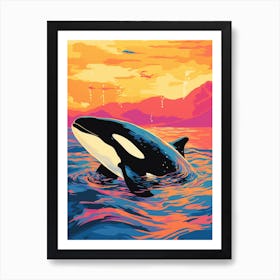 Killer Whale In The Sunset Colour Pop 1 Art Print