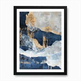 Blue And Gold Abstract Painting 9 Art Print