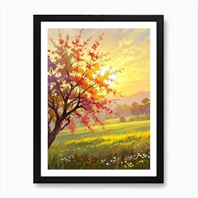 Autumn Tree In The Meadow 1 Art Print