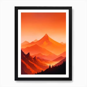 Misty Mountains Vertical Composition In Orange Tone 290 Art Print