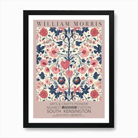 William Morris Valentines Gift Red Pink And Blue Flowers Art Print