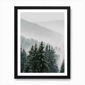 Mountain Forest Fog Art Print