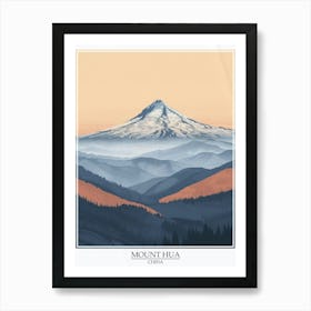 Mount Hua China Color Line Drawing 5 Poster Art Print