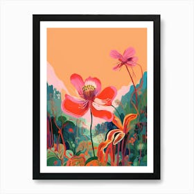 Boho Wildflower Painting Prairie Smoke 1 Art Print