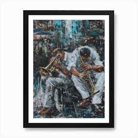 Two Musicians Playing Trumpets Art Print