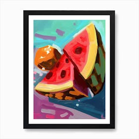 Watermelon Slice Oil Painting 3 Art Print