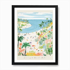 Poster Of Seminyak Beach, Bali, Indonesia, Matisse And Rousseau Style 3 Art Print