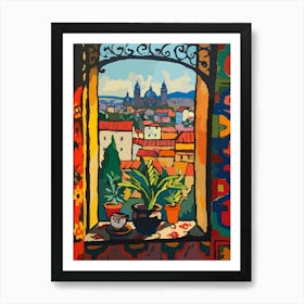 Window View Of Prague In The Style Of Fauvist 2 Art Print