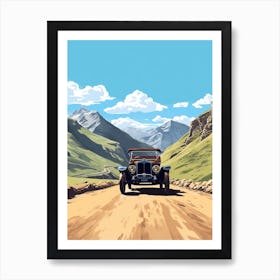 A Ford Model T In The Route Des Grandes Alpes Illustration 2 Art Print