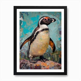 Galapagos Penguin Stewart Island Ulva Island Colour Block Painting 2 Art Print