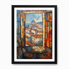 Window View Of Lisbon Portugal In The Style Of Cubism 1 Art Print