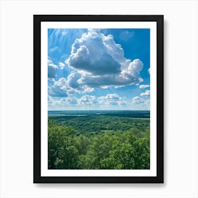 Cumulus Clouds Dominating A Spring Landscape Sunlight Peeks Through The Overcast Sky Casting A Mos Art Print