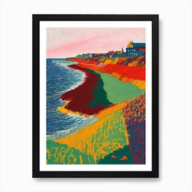 Filey Beach, North Yorkshire Hockney Style Art Print