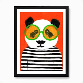 Stripy Panda Art Print