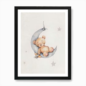 Teddy Bear On The Moon Art Print