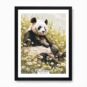 Giant Panda Resting In A Field Of Daisies Poster 9 Art Print