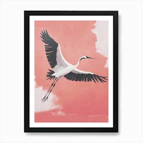 Bird flying pink background Art Print