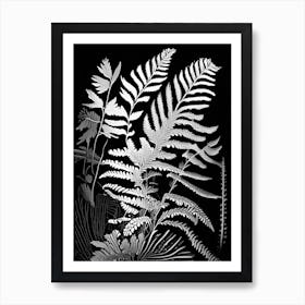 Sensitive Fern Wildflower Linocut Art Print