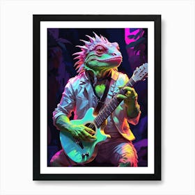 Lizard Playing Guitar 3 Art Print
