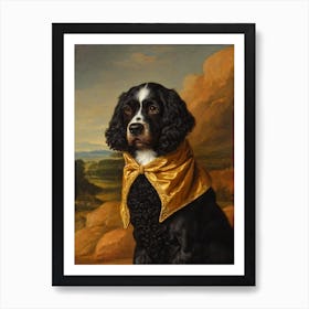 American Water Spaniel Renaissance Portrait Oil Painting Art Print