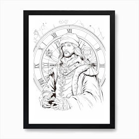 Line Art Inspired By The Night Watch 4 Art Print