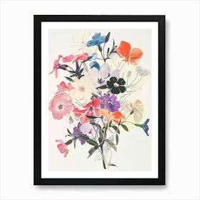 Phlox 3 Collage Flower Bouquet Art Print