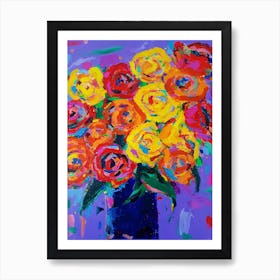 Roses In A Blue Vase Art Print