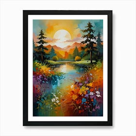 Sunset By The Lake Art Print