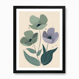 Flowers On A Beige Background Art Print