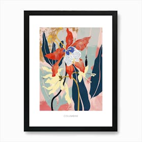 Colourful Flower Illustration Poster Columbine 4 Art Print