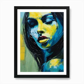 Blue And Yellow Woman Art Print