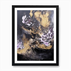 Black And Gold Floral Absract 1 Art Print