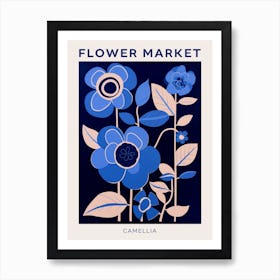Blue Flower Market Poster Camellia 1 Art Print
