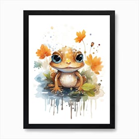 A Frog  Watercolour In Autumn Colours 0 Art Print