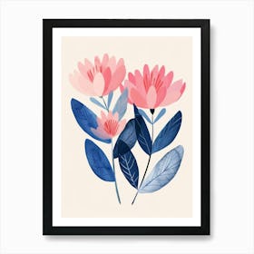 Pink And Blue Flowers 1 Art Print