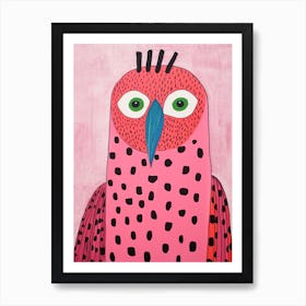 Pink Polka Dot Cockatoo Art Print