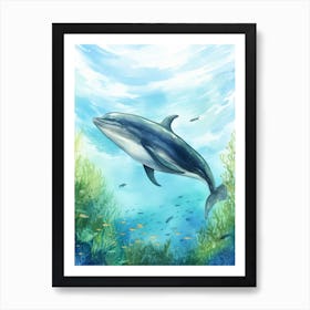 Minke Whale Realistic Illustration 2 Art Print