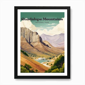 Guadalupe Mountains National Park Texas Hiking Travel Illustration Art Print