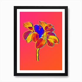 Neon Magnolia Elegans Botanical in Hot Pink and Electric Blue n.0309 Art Print