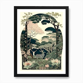 Nara Park, Japan Vintage Botanical Art Print