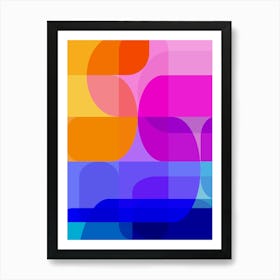 Abstract Geometric Rainbow Shapes in Pink Yellow Blue Art Print