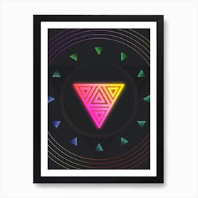 Neon Geometric Glyph in Pink and Yellow Circle Array on Black n.0382 Art Print