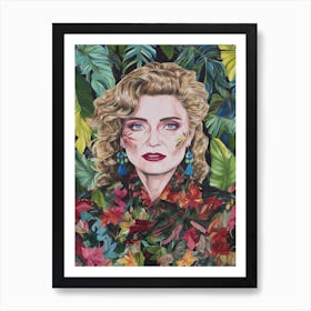 Floral Handpainted Portrait Of Princess Madonna 1 Art Print