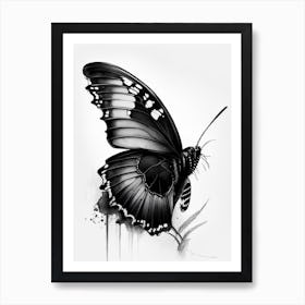 Black Swallowtail Butterfly Graffiti Illustration 3 Art Print