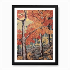 Quaking Aspen 1 Vintage Autumn Tree Print  Art Print