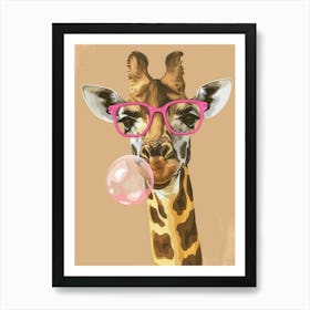 Giraffe With Glasses 1 Art Print
